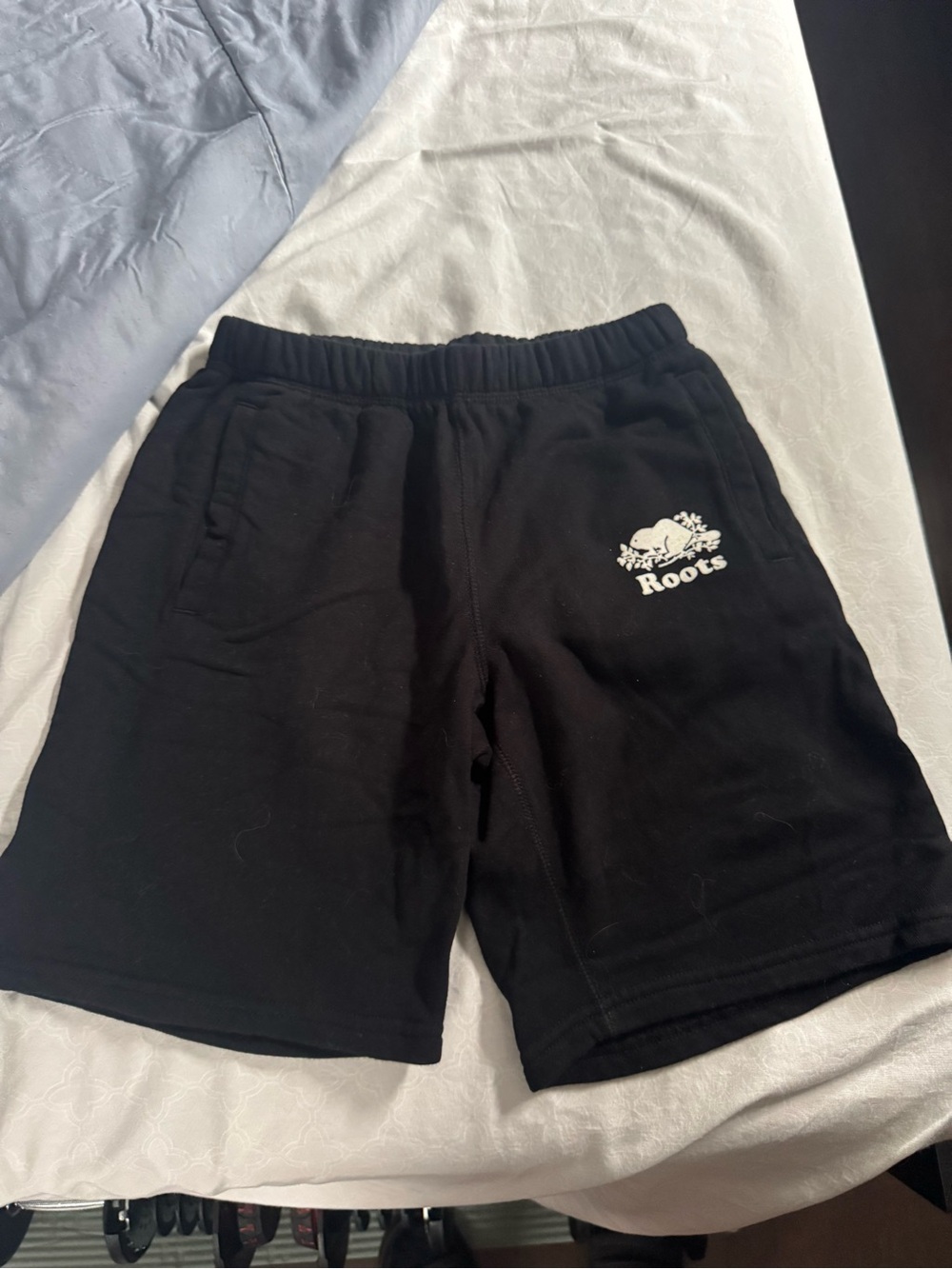 Roots Black Logo Elastic-Waist Shorts